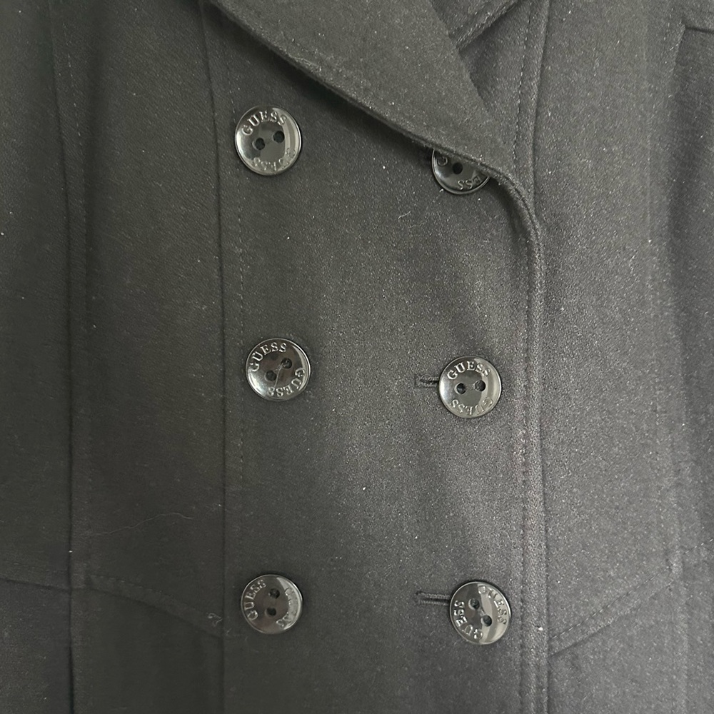 Guess Black Peacoat with pockets Size Large - Picture 3 of 4